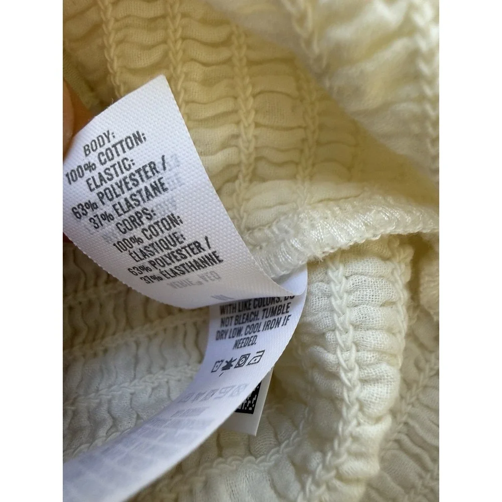 Aerie Smocked Long Sleeve Ivory Square Neck Peasant Boho Cottage Top Size M NWT - Picture 7 of 7